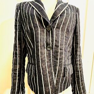 Striped Navy blue and White Women's Jacket